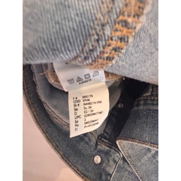 Logo Lori Goldstein Jean Jacket 3/4 Sleeve Raw Hem Distressed Ruffled Size 2 XS - Picture 4 of 7